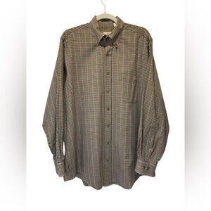 Men's Checkered Button Down Shirt - Black and Tan